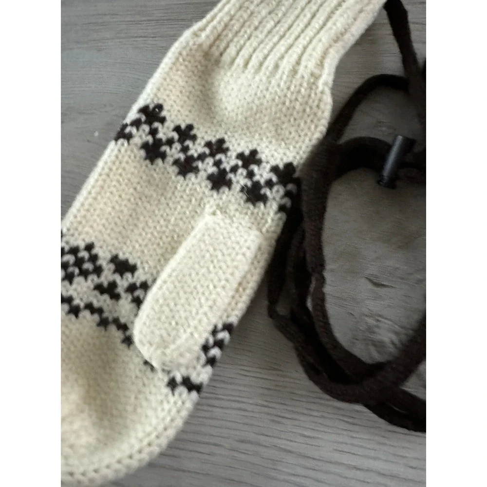 rag & bone BROOKE WOOL Mittens with Neck‎ cord IVORY FAIR ISLE One Size NEW $150